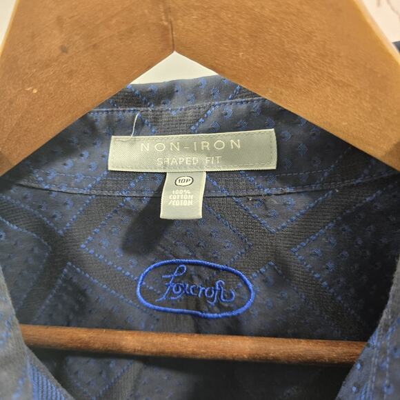 Foxcroft Shirt Womens 10 P Blue Plaid Button Up Wrinkle Free Non Iron Diamond - Picture 3 of 14